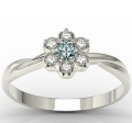 Pierścionek z 14k złota z topazem 0,08ct i 6 diamentami 0,12ct