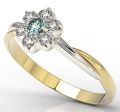 Pierścionek z 14k złota z topazem 0,08ct i 6 diamentami 0,12ct