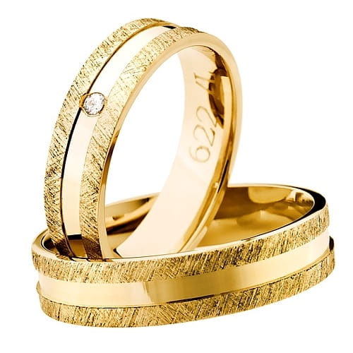 Obrączki z żółtego złota 14k z diamentem