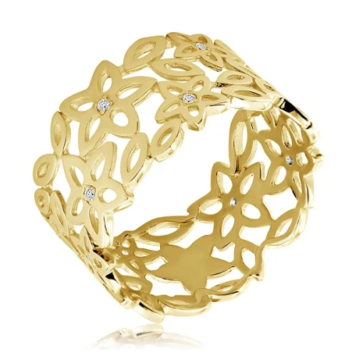 Pierścionek z 14k złota z 12 diamentami laboratoryjnymi 009ct