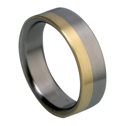 Trauring aus Titan und Gelbgold 7 mm