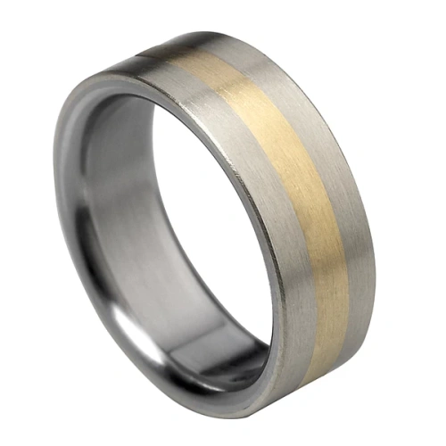 Obrączka z tytanu i żółtego złota
