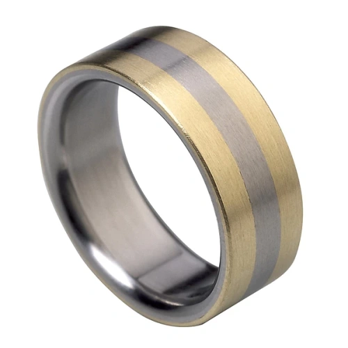 Obrączka z tytanu i żółtego złota 8 mm