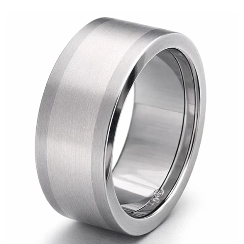 Trouwring van titanium en witgoud 10 mm