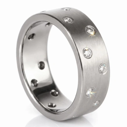 Trauring aus Titan mit 16 Diamanten 0-32 ct