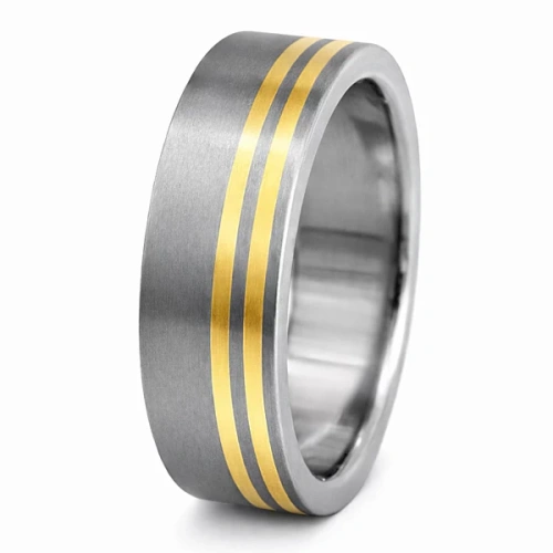 Trauring aus Titan und Gelbgold 7 mm