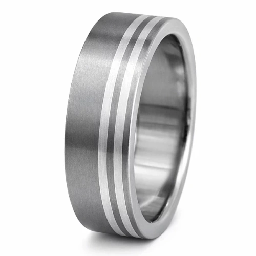 Obrączka z tytanu i srebra 7 mm