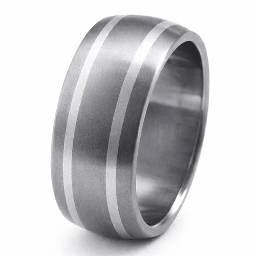 Obrączka z tytanu i srebra 9 mm