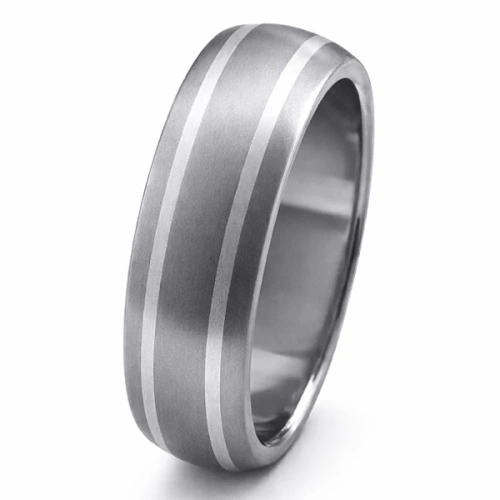 Trauring aus Titan und Silber 7 mm