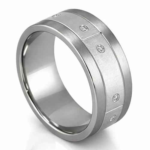 Trauring aus Titan mit 10 Diamanten 10 mm