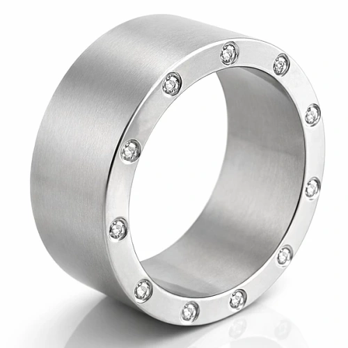 Obrączka z tytanu z 11 diamentami 10 mm
