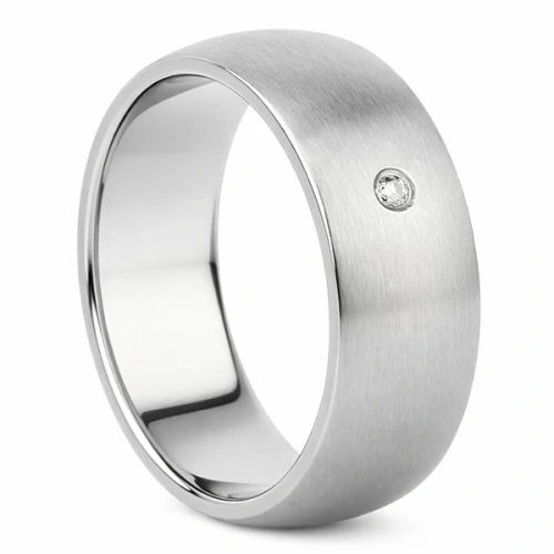 Obrączka z tytanu z diamentem 9 mm