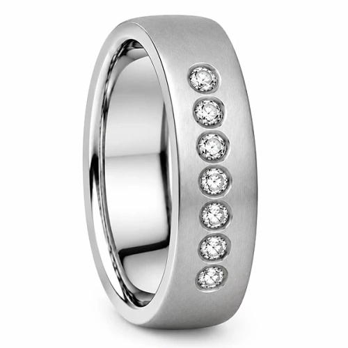 Obrączka z tytanu z 7 diamentami 0-14ct