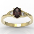 Pierścionek z 14k złota z granatem 1ct i 2 diamentami 0,08ct
