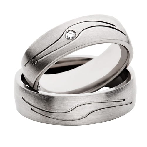 Obrączki z tytanu z diamentem 0-02ct