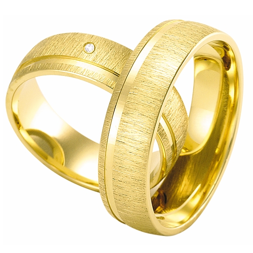 Obrączki z żółtego złota 14k z diamentem