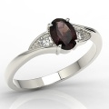 Pierścionek z 14k złota z granatem 1ct i 2 diamentami 0,08ct