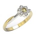 Pierścionek z 14k złota z cytrynem 0,08ct i 6 diamentami 0,12ct