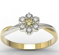 Pierścionek z 14k złota z cytrynem 0,08ct i 6 diamentami 0,12ct