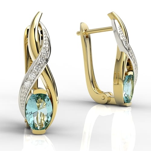 Kolczyki złote z topazami i diamentami