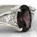 Pierścionek z 14k złota z granatem 1ct i 2 diamentami 0,08ct