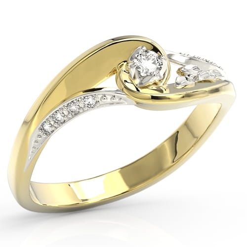 Pierścionek z 14 złota w kształcie róży z 9 cyrkoniami Swarovski