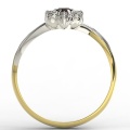 Pierścionek z 14k złota z granatem 0,15ct i 6 diamentami 0,12ct