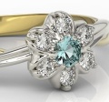 Pierścionek z 14k złota z topazem 0,08ct i 6 diamentami 0,12ct