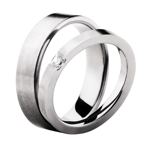 Obrączki z tytanu z diamentem princess 0-10ct