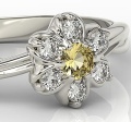 Pierścionek z 14k złota z cytrynem 0,08ct i 6 diamentami 0,12ct
