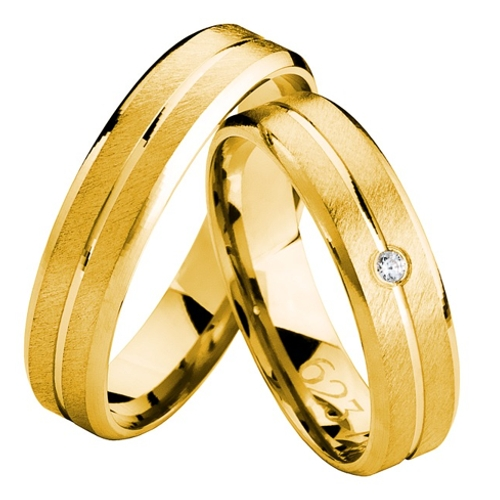 Obrączki z żółtego złota 14k z diamentem