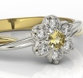 Pierścionek z 14k złota z cytrynem 0,08ct i 6 diamentami 0,12ct