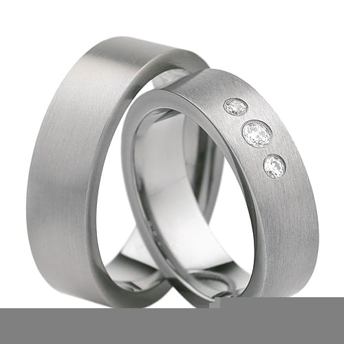 Obrączki z tytanu z 3 diamentami 0-17ct